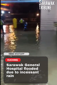 Sarawak General Hospital Flooded Due To Incessant Rain (11 March 2023)